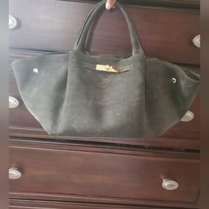 Marlon Made In Italy Olive Green Suede Tote Bag